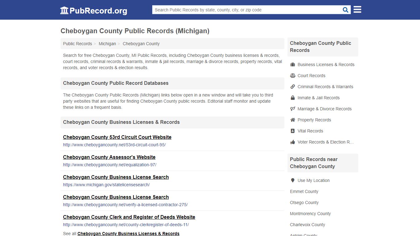 Cheboygan County Public Records (Michigan) - PubRecord.org